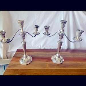 Pair of Convertible Candelabras Sterling Alvin Weighted 3 Arms S258    CD